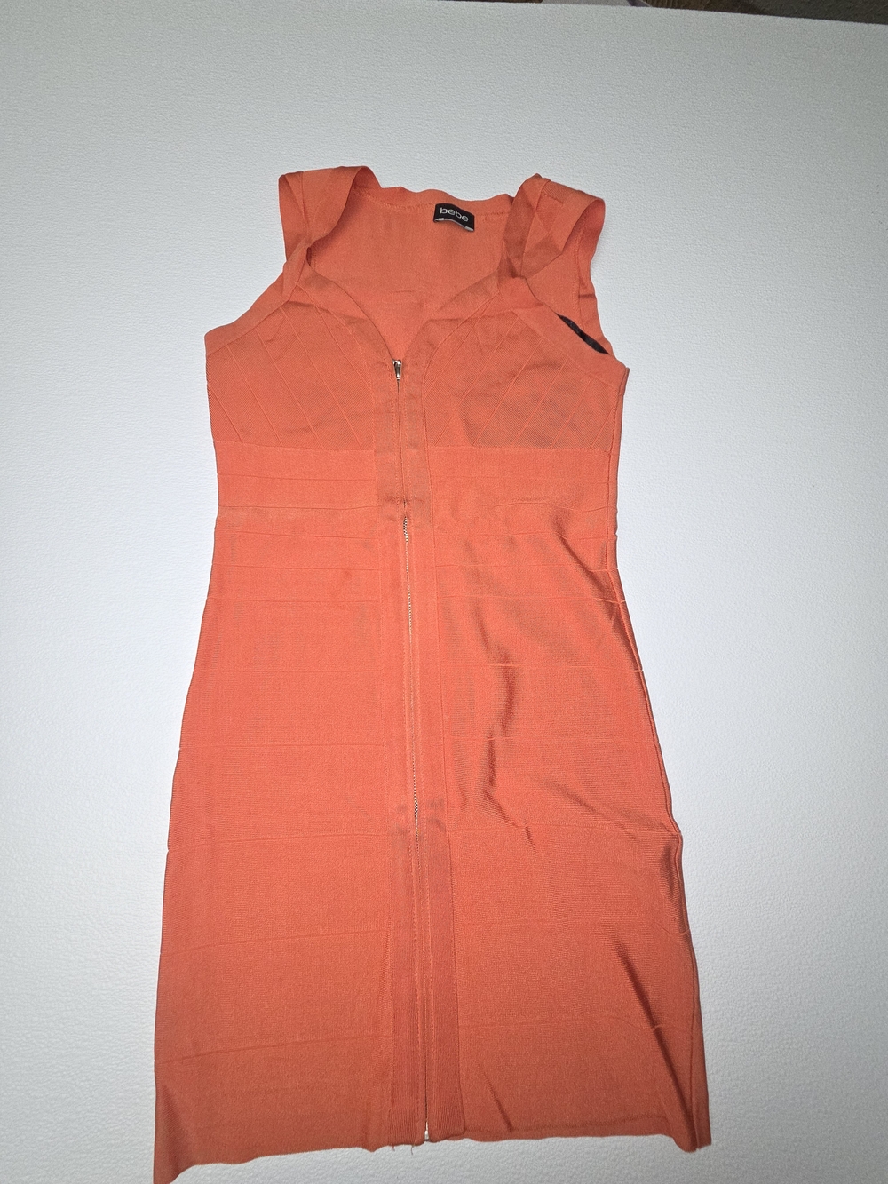 bebe Orange Sleeveless Zip-Front Bandage Dress
